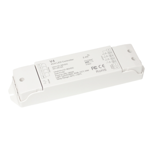 RGBW-контроллер V4 4L-RGBW/RGB/CCT/DIM 20А (12-48V, 4CH, 20A, 240-720W)
