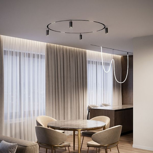 Slim Magnetic Трековый светильник для радиусного шинопровода 12W 4200K Comfi чёрный Ø 1200мм 85189/01