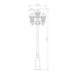 Cassiopeya F/3 черное золото уличный трехрожковый светильник на столбе IP44 Cassiopeya F/3 черное золото