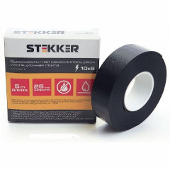 Изолента для высоковольтных проводов, самослипающаяся  STEKKER INTP8-255-10 25 мм, длина 5 м. (до10кВ) , 39157