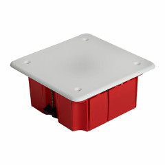 Коробка монтажная для полых стен, с пластиковыми зажимами, с крышкой, 92*92*45мм STEKKER EBX30-02-1-20-92, красный , 49007