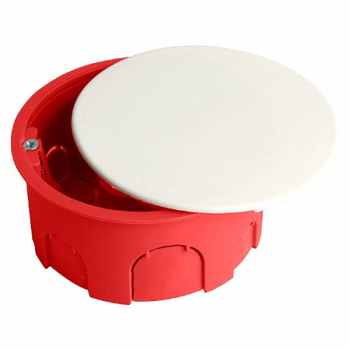 Коробка монтажная для полых стен, с пластиковыми зажимами, с крышкой, D80*40мм STEKKER EBX30-02-1-20-80, красный , 49006