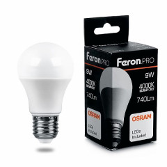 Лампа светодиодная Feron.PRO LB-1009 Шар E27 9W 4000K , 38027