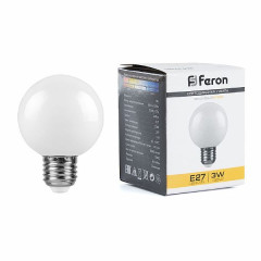 Лампа светодиодная Feron LB-371 Шар E27 3W 2700K матовый , 25903