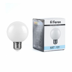 Лампа светодиодная Feron LB-371 Шар E27 3W 6400K матовый , 25902