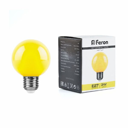 Лампа светодиодная Feron LB-371 Шар E27 3W желтый , 25904