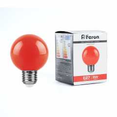 Лампа светодиодная Feron LB-371 Шар E27 3W красный , 25905