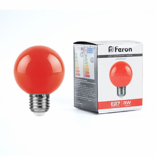 Лампа светодиодная Feron LB-371 Шар E27 3W красный , 25905