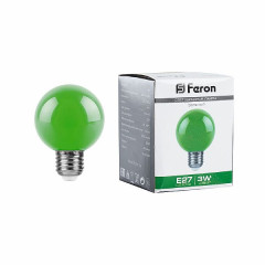 Лампа светодиодная Feron LB-371 Шар E27 3W зеленый , 25907