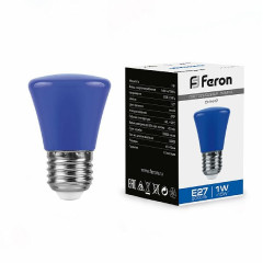 Лампа светодиодная Feron LB-372 Колокольчик E27 1W синий , 25913