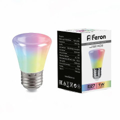 Лампа светодиодная Feron LB-372 Колокольчик матовый E27 1W RGB быстрая смена цвета , 38128