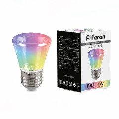 Лампа светодиодная Feron LB-372 Колокольчик прозрачный E27 1W RGB быстрая смена цвета , 38131