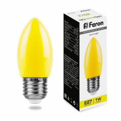 Лампа светодиодная Feron LB-376 свеча E27 1W желтый , 25927
