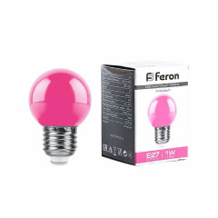 Лампа светодиодная Feron LB-37 Шарик E27 1W розовый , 38123