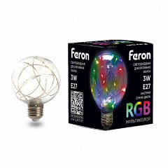 Лампа светодиодная Feron LB-381 E27 3W RGB , 41676