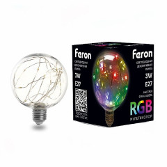 Лампа светодиодная Feron LB-382 E27 3W RGB , 41678