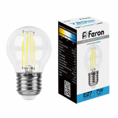 Лампа светодиодная Feron LB-52 Шарик E27 7W 6400K , 38222