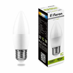 Лампа светодиодная Feron LB-570 Свеча E27 9W 4000K , 25937