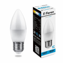 Лампа светодиодная Feron LB-570 Свеча E27 9W 6400K , 25938