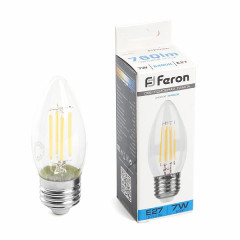 Лампа светодиодная Feron LB-66 Свеча E27 7W 6400K , 38272