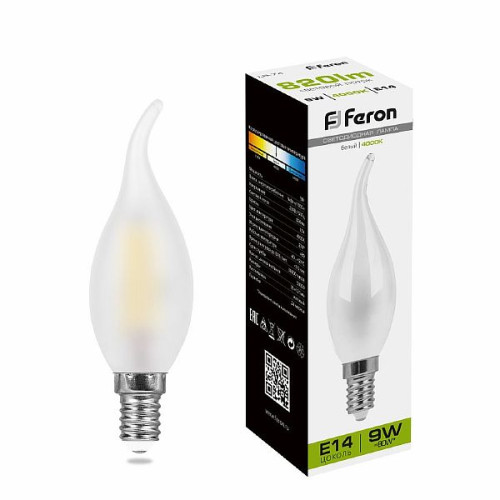 Лампа светодиодная Feron LB-74 Свеча на ветру E14 9W 4000K , 25961