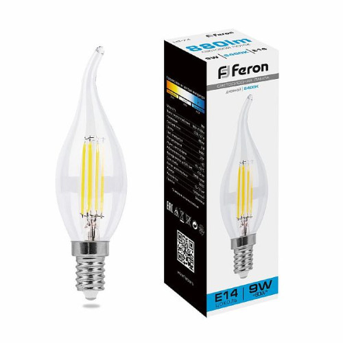 Лампа светодиодная Feron LB-74 Свеча на ветру E14 9W 6400K , 38235