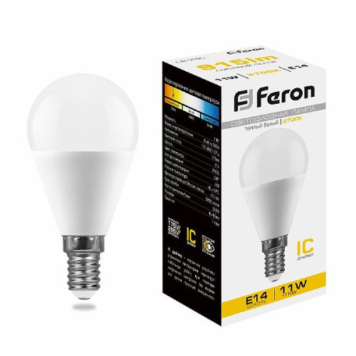 Лампа светодиодная Feron LB-750 Шарик E14 11W 2700K , 25946