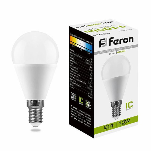 Лампа светодиодная Feron LB-950 Шарик E14 13W 4000K , 38102