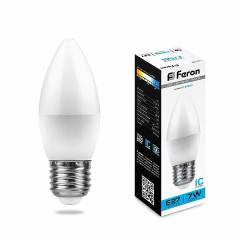 Лампа светодиодная Feron LB-97 Свеча E27 7W 6400K , 25883