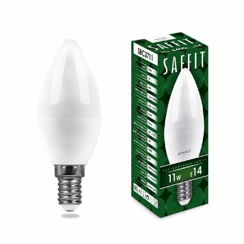 Лампа светодиодная SAFFIT SBC3711 Свеча E14 11W 6400K , 55171