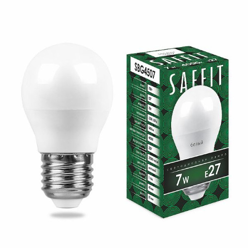 Лампа светодиодная SAFFIT SBG4507 Шарик E27 7W 4000K , 55037