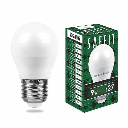 Лампа светодиодная SAFFIT SBG4509 Шарик E27 9W 2700K , 55082