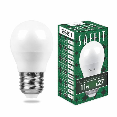 Лампа светодиодная SAFFIT SBG4511 Шарик E27 11W 4000K , 55139