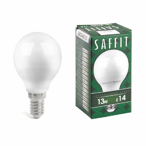 Лампа светодиодная SAFFIT SBG4513 Шарик E14 13W 2700K , 55157