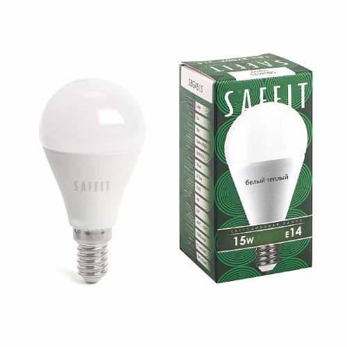 Лампа светодиодная SAFFIT SBG4515 Шарик E14 15W 2700K , 55209