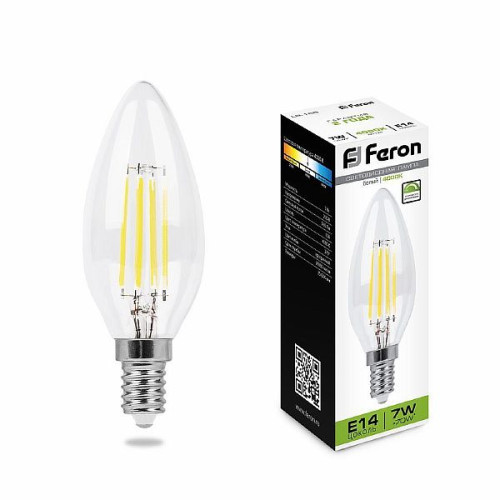 Лампа светодиодная диммируемая Feron LB-166 Свеча E14 7W 4000K , 25871