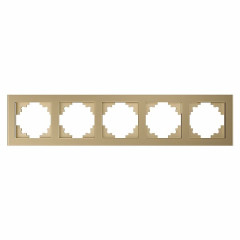 Рамка горизонтальная 5-местная, STEKKER, GFR00-7005-08, серия Катрин, золото , 49040