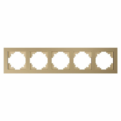 Рамка горизонтальная 5-местная, STEKKER, GFR00-7005-08, серия Катрин, золото , 49040