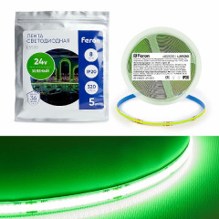 Светодиодная LED лента Feron LS530 320SMD(2110) 8Вт/м 24V 5000*8*1.8мм IP20, зеленый , 48268
