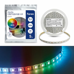 Cветодиодная LED лента Feron LS606, 60SMD(5050)/м 14,4Вт/м 5м IP20 12V RGB , 41449