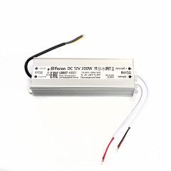 Трансформатор электронный для светодиодной ленты 200W 12V IP67 (драйвер), LB007 , 48061