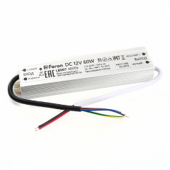 Трансформатор электронный для светодиодной ленты 60W 12V IP67 (драйвер), LB007 , 48056