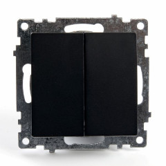 Выключатель 2-клавишный (механизм), STEKKER GLS10-7104-05, 250V, 10А, серия Катрин, черный , 39606