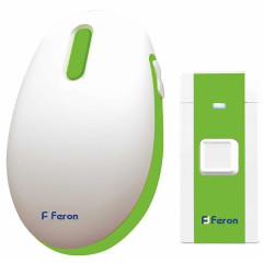 Звонок дверной беспроводной Feron E-375 Электрический 36 мелодии белый зеленый с питанием от батареек , 23688