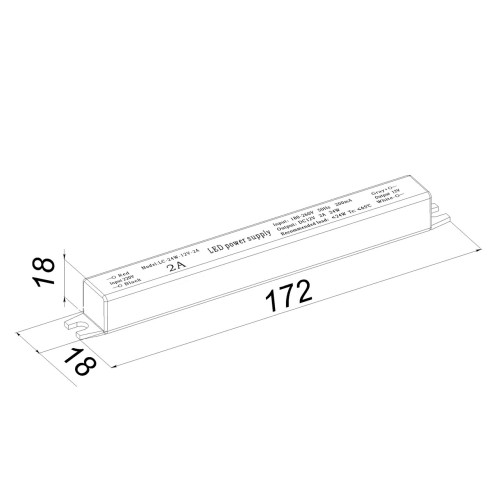 Блок питания LC-K25W-12V 2 А карандаш 172x18x18