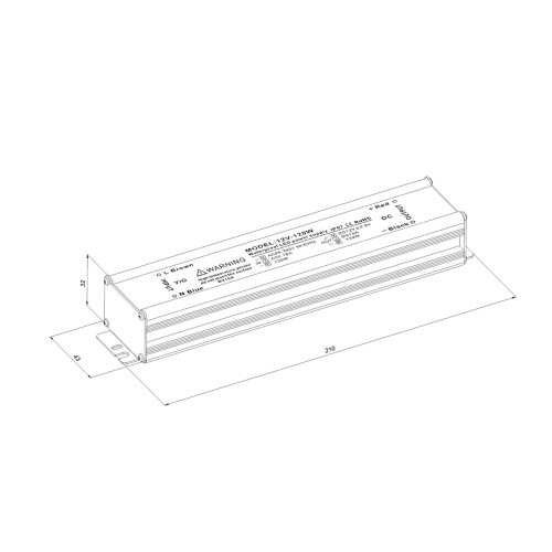 Блок питания LC-WP-120W-12V IP67 10 А 210x43x32