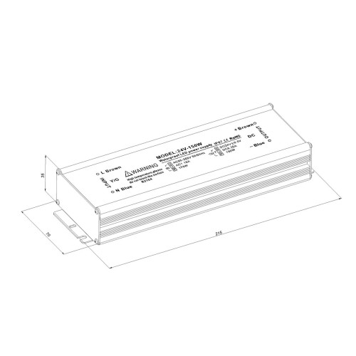 Блок питания LC-WP-150W-24V IP67 6.25 A 215x70x35