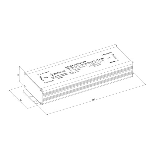 Блок питания LC-WP-200W-24V IP67 8.3 A 215x70x35