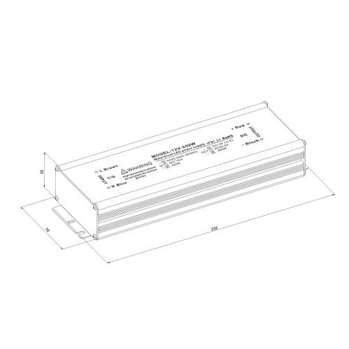 Блок питания LC-WP-250W-12V IP67 20.8 A 235x76x35