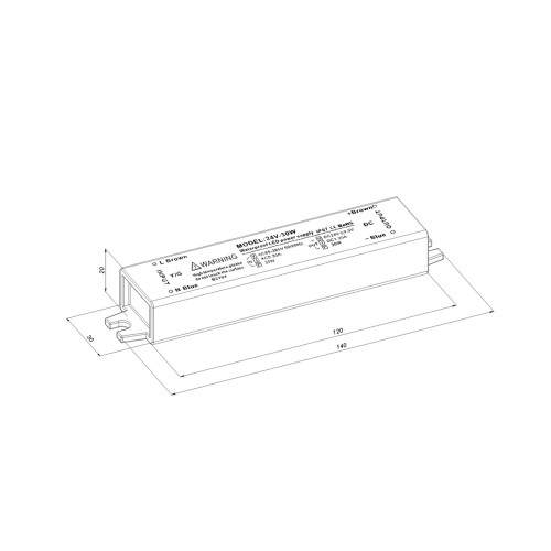 Блок питания LC-WP-30W-24V IP67 1.25 A 140x30x20